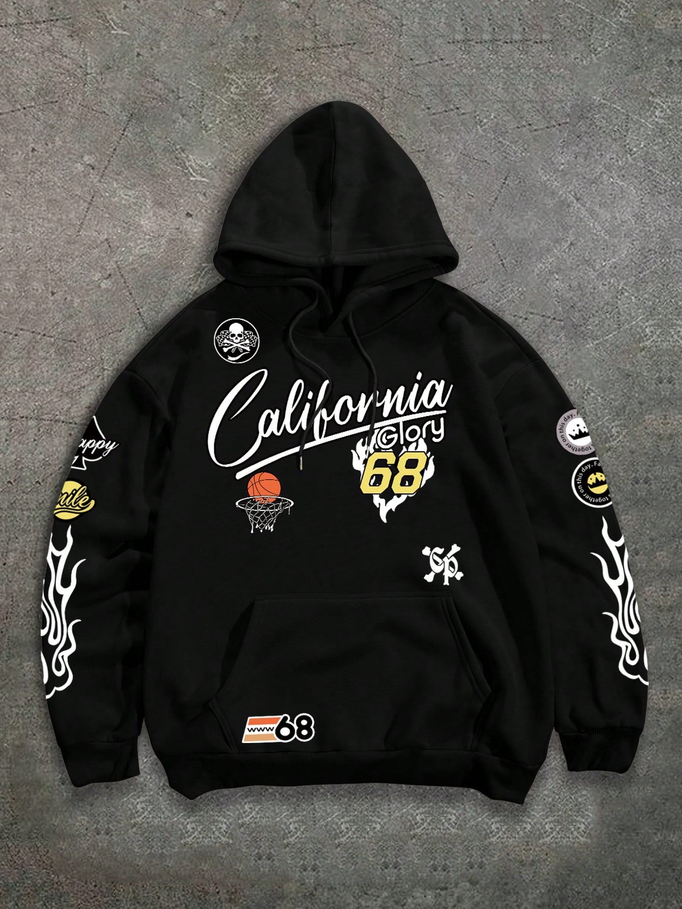  Men's Print Simplified Hooded Sweatshirt