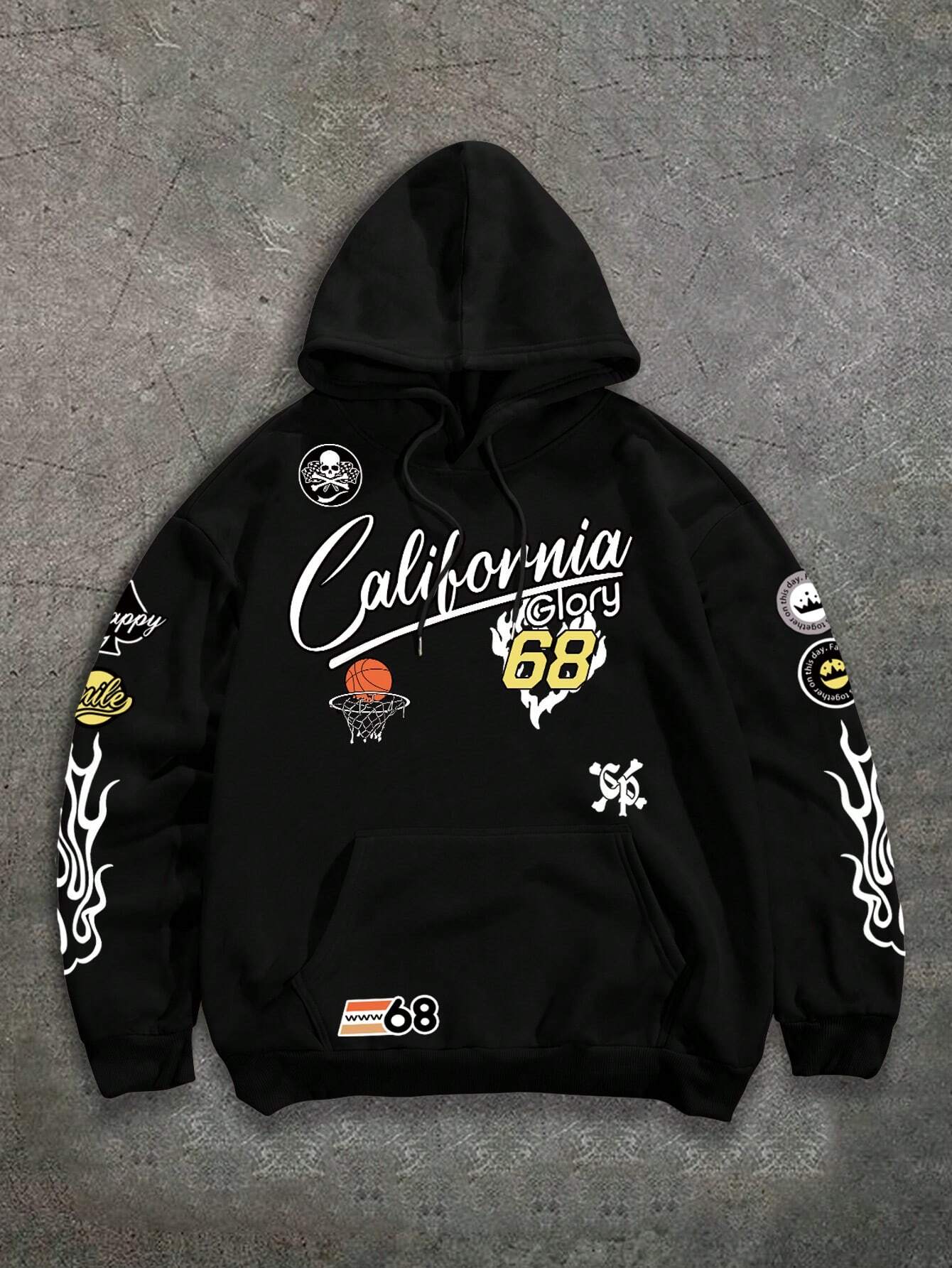  Men's Print Simplified Hooded Sweatshirt