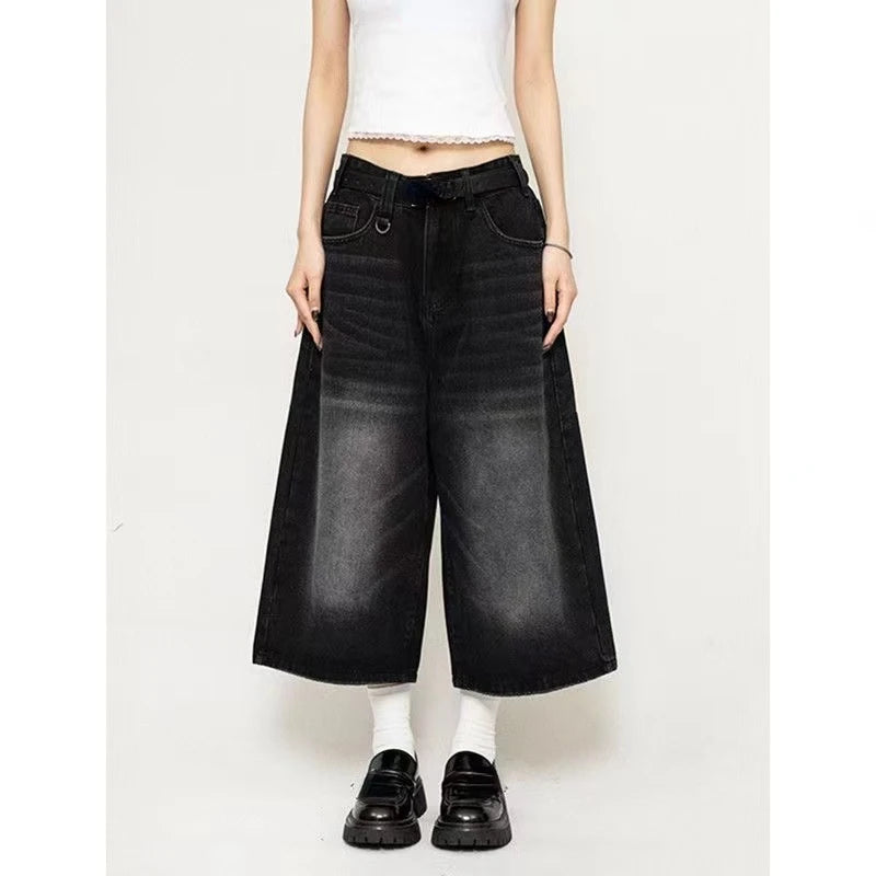 Denim Shorts, Wide Leg Baggy Jeans 