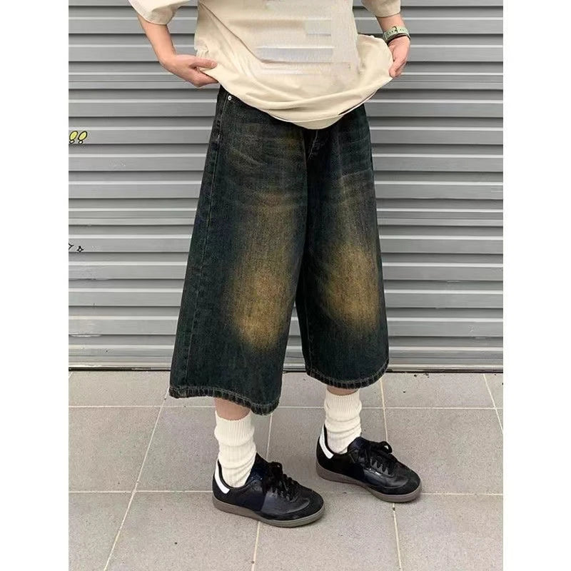 Denim Shorts, Wide Leg Baggy Jeans 
