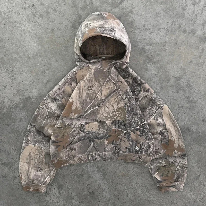 Camouflage Pattern Zipper Oversized Camo Hoodie