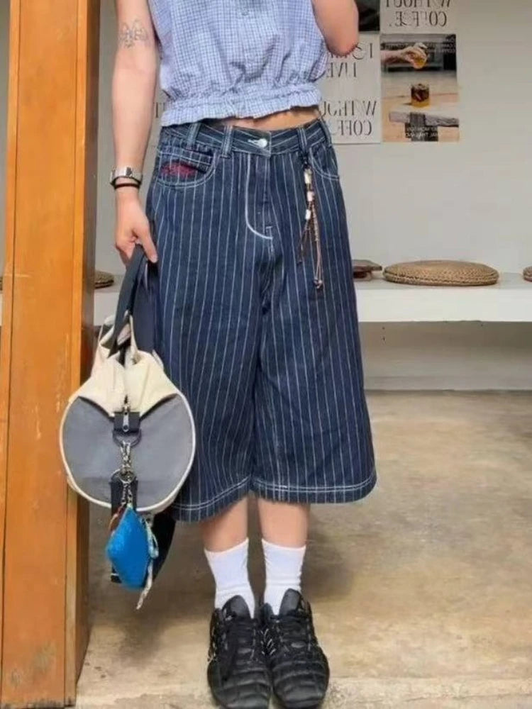 Denim Shorts, Wide Leg Baggy Jeans 